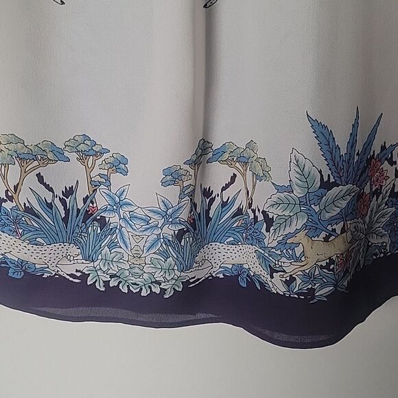 NWT Jeunesse XS Retro Printed Silk Button Front Top Blouse Modest Long Sleeve - Picture 14 of 16